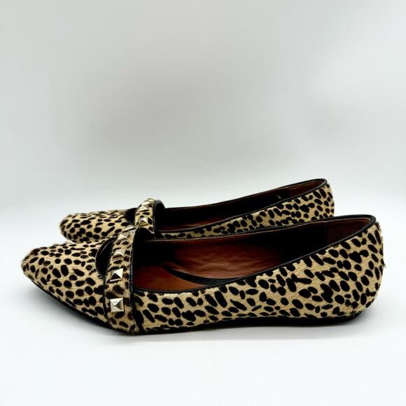 Rebecca Minkoff Ira Studded Calf Hair Pointed Toe Flats Cheetah Print Sz 9 Glam - Picture 8 of 14